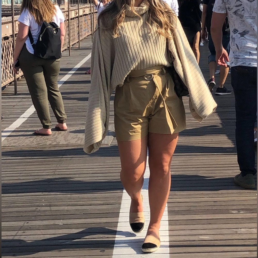 Zara Tan Paper-bag Waist Shorts